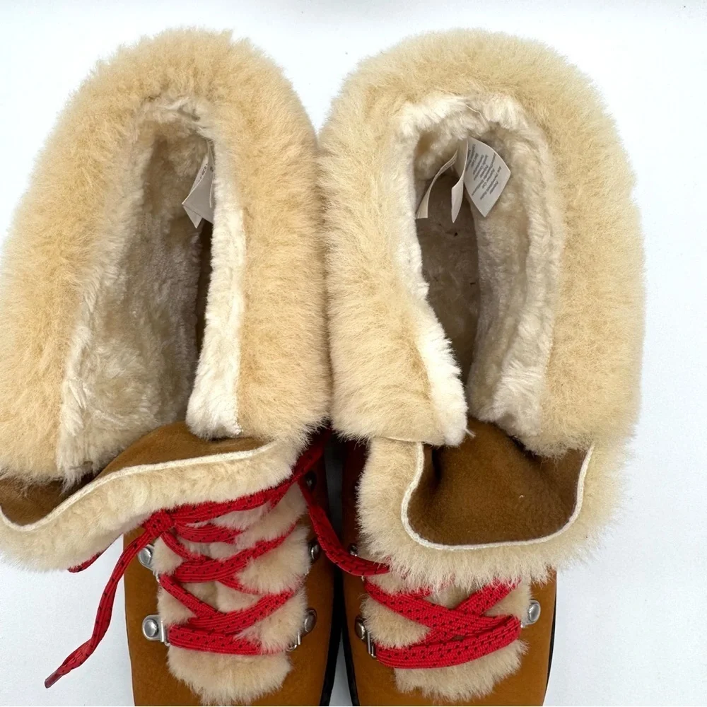 J.Crew Nordic Shearling Hiking Boots with Red laces Women’s Size 11